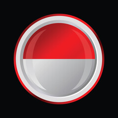 Indonesia circular circle flag icon logo vector clip art, indonesian independence day design template elements, isolated on black background
