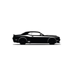 Naklejka premium Sleek black muscle car silhouette for automotive enthusiasts and design projects needing a modern, powerful, and stylish vehicle icon