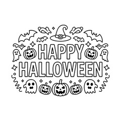 Happy Halloween illustration vector style coloring book