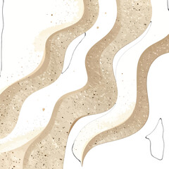 Abstract Beige Wavy Lines Pattern on White Background with Texture and Subtle Gradients for Modern Design and Decorative Use