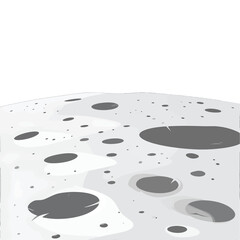 Detailed Gray Moon Surface With Impact Craters on White Backdrop From Angled Perspective and Mapped Gray Scale