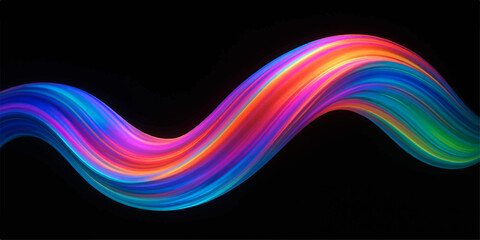 Fototapeta premium Colorful rainbow wave lines flow with light and motion in an abstract design pattern for a vibrant background template illustration