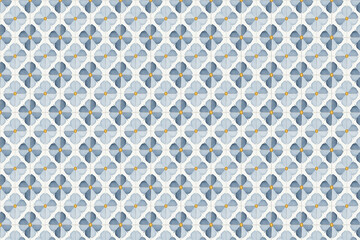 Blue Floral Tile Pattern Repeating Eight-Petal Flowers With Yellow Centers for Patterned Backgrounds