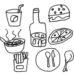 food line art hand drawning icons illustrations