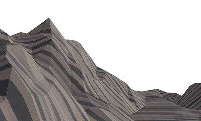 Brown layered stone mountain. Sedimentary rock hill. Sandstone mountain