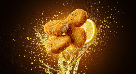 Lemon Fried Chicken Nuggets Splash