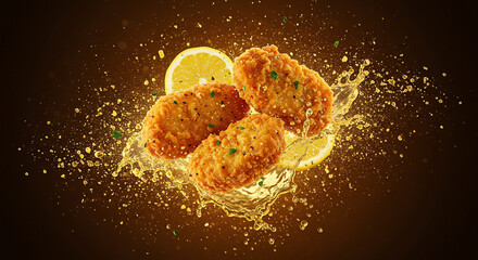 Lemon Fried Chicken Nuggets Splash