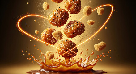 Honey Sesame Chicken Bites Splash