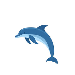 Fototapeta premium Blue Dolphin Jumping Out of Water Pixel Art on White Background