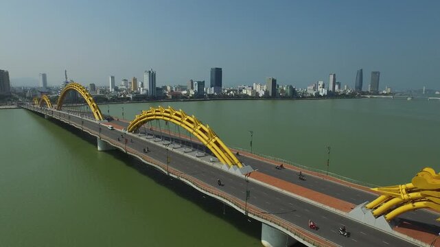 Iconic Dragon Bridge and Da Nang City Skyline, Vietnam