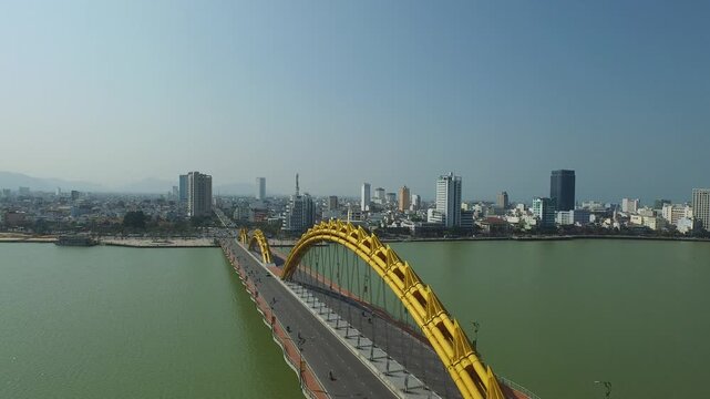 Panoramic View of Iconic Dragon Bridge and Da Nang City Skyline, Vietnam