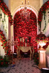 flower decoration in wedding stage - indian tradition, stage decoration