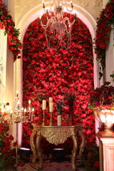 flower decoration in wedding stage - indian tradition, stage decoration