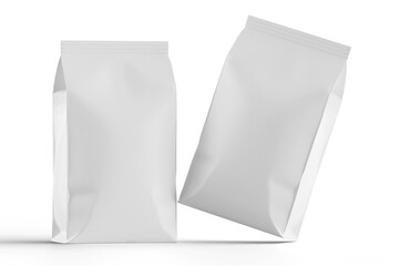 Pouch packaging white color 3d render for mockup collection