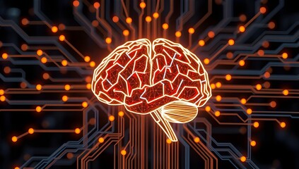 Futuristic blue glowing brain representing innovation in AI networks