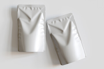 Realistic pouch packaging for mockup collection white color