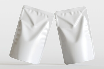 Realistic pouch packaging for mockup collection white color