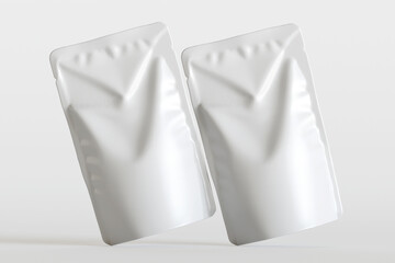Realistic pouch packaging for mockup collection white color