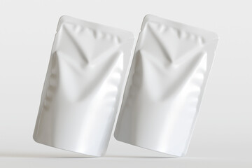 Realistic pouch packaging for mockup collection white color