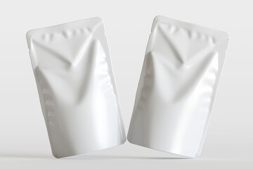 Realistic pouch packaging for mockup collection white color