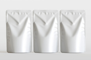 Realistic pouch packaging for mockup collection white color