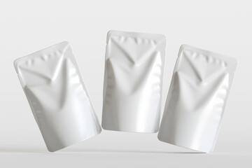 Realistic pouch packaging for mockup collection white color