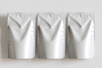 Realistic pouch packaging for mockup collection white color