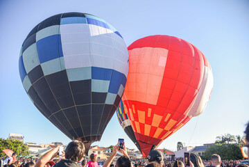 People at Hot Air Balloon Festival in Southern Brazil.