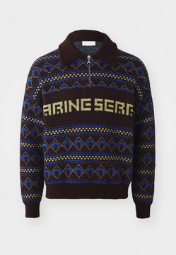 Army Green and Navy Blue Sweater with 'Army Scg' Text and Geometric Pattern, Perfect for Father's Day Gifting featuring knitwear, winter wear, casual