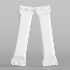 3D Render stick packaging white color isolated on white background for mockup collection