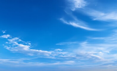 Naklejka premium A serene blue sky with minimal clouds, creating an atmosphere of tranquility and freedom