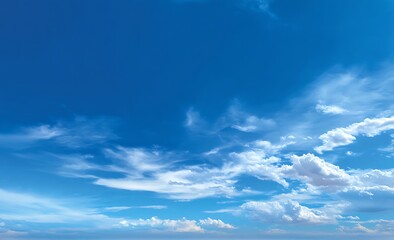 Obraz premium A serene blue sky with minimal clouds, creating an atmosphere of tranquility and freedom