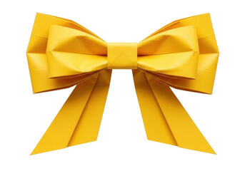 Yellow origami bow isolated on a transparent background