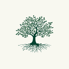 Fototapeta premium Bright rooted tree illustration