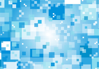 青色のデジタルなモザイクの背景素材