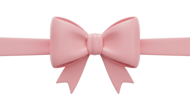 Elegant Pink Ribbon Bow isolated on transparent png