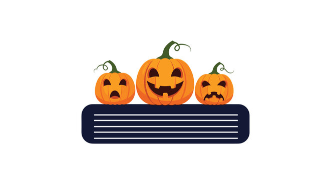 Three carved pumpkins sit on top of a closed book ready for Halloween night.
