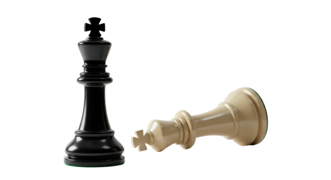 Black and White Chess Kings isolated on transparent png - Powered by Adobe