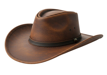 Brown Leather Cowboy Hat isolated on transparent png