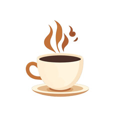Obraz premium Pixel Art Cup of Coffee with Rising Steam on White Background