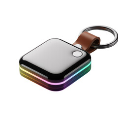 Square Smart Key Fob with Rainbow L E D Lights isolated on a transparent background