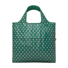 Teal Polka Dot Reusable Shopping Bag isolated on a transparent background green