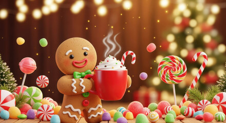 Obraz premium Festival Candy and Gingerbread Man Atmosphere Map
