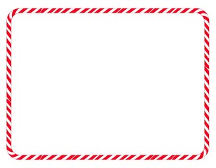 Fototapeta premium A rectangular red and white striped border framing a blank, white space; rounded corners; festive design