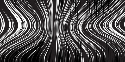Smooth transition from black to white. Black and white Design element. Abstract northern lights. Striped pattern.
