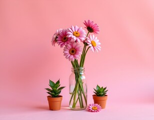 Minimalist Pink Floral Still Life
