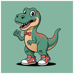 Vector illustration of cartoon tyrannosaurus Funny dinosaur character