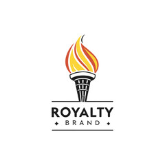 Flaming torch logo vector design for luxury and leadership brand