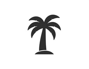 Obraz premium A minimalist grayscale silhouette of a palm tree, standing on a small island of dirt, set against a blank white backdrop