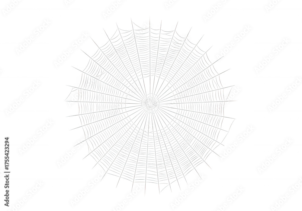 Wall mural Intricate white web radial pattern isolated on a transparent background